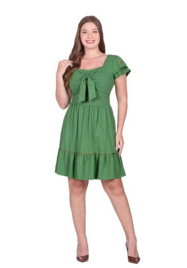 Vestido Emily Em Malha De Algodão Verde Hapuk Outono/Inverno 2025