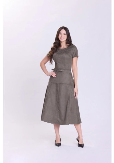 Vestido Roseli Em Malha Suede Verde Hapuk Outono/Inverno 2026