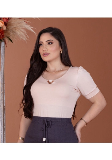 Blusa Em Viscolycra Rose Mulher Morena Outono / Inverno 2025