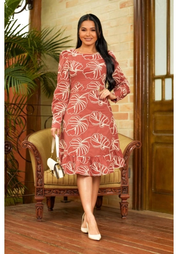 Vestido Elise Em Sarja Bordada Maria Amore Outono/Inverno 2026