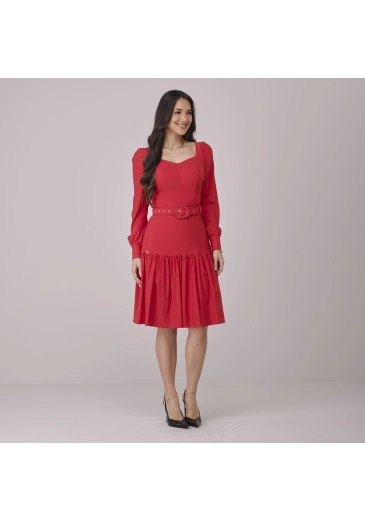 Vestido Thaisa Em Modena Vermelho Tata Martello Outono/Inverno 2026