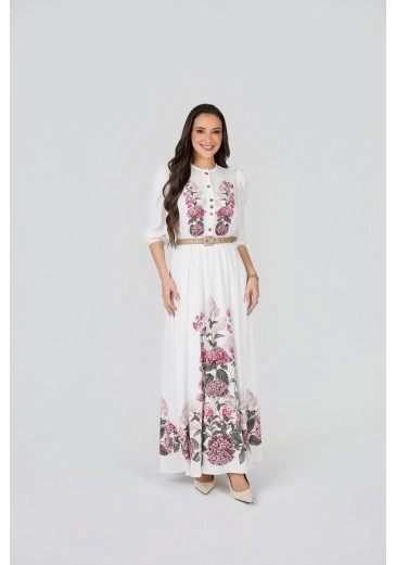 Vestido Nubia Em Crepe Gloss Estampa Exclusiva Rose Tata Martello Primavera/Verão 2027