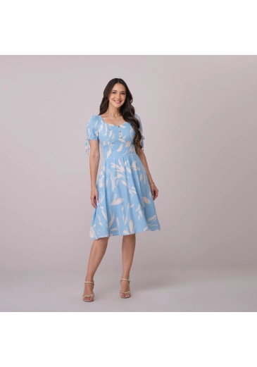 Vestido Núbia Em Linho Azul Tata Martello Primavera/Verão 2026