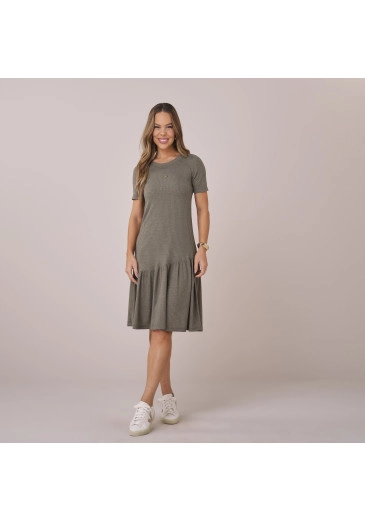 Vestido Cleo Em Malha Zambia Verde Musgo Tatá Martello Primavera/Verão 2026