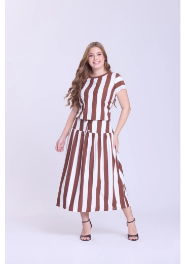 Conjunto Franciele Em Malha Listrada Marrom HapukOutono/Inverno 2026