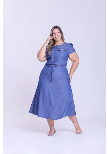 Vestido Thais Em Tecido Plano Azul Hapuk  Outono/Inverno 2026