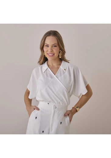 Blusa Josy Em Crepe Nancy Branco Tata Martello Primavera/Verão 2026
