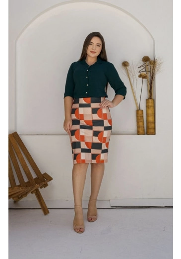 Camisa Michelle Tecido Crepe Verde Maria Amore Primavera/Verão 2025
