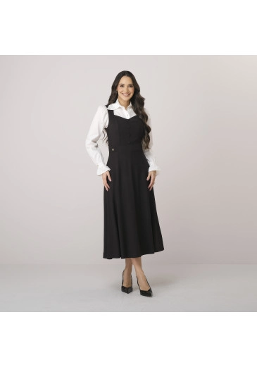 Vestido Lauany Em Alfaiataria Rayon Preto Tata Martello Outono/Inverno 2026