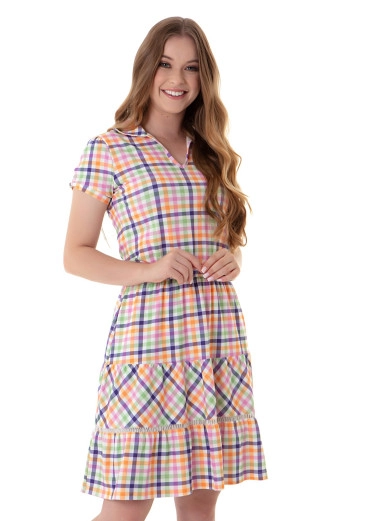 Vestido Viviane Em Malha Xadrez Roxo Hapuk Alto Verão 2023