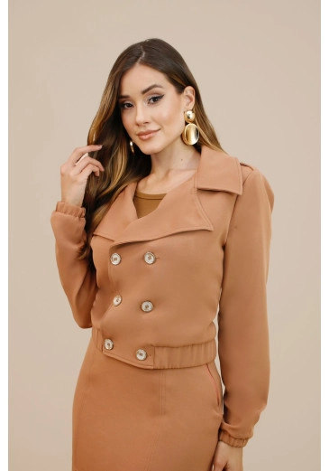 Jaqueta Diana Em Blazer Shape Bomber Kaki Nitido Outono/Inverno 2026