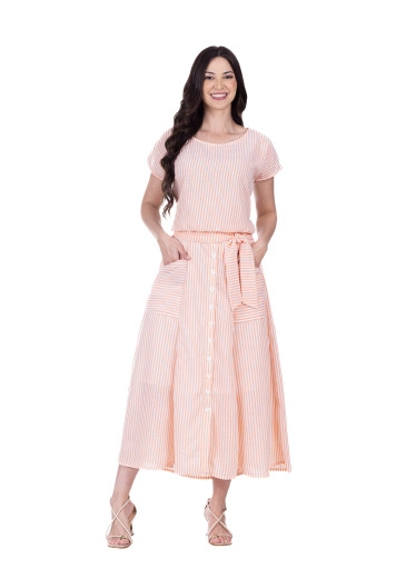 Conjunto Izaura Em Tecido Plano Listrado Laranja Hapuk Primavera/Verão 2026