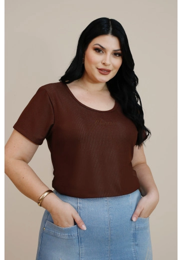 Babylook Beloved Em Malha Canelada Marrom Plus Nitido Outono/Inverno 2026