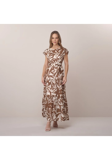 Vestido Regina Em Algodão Marrom Tatá Martello Primavera/Verão 2026