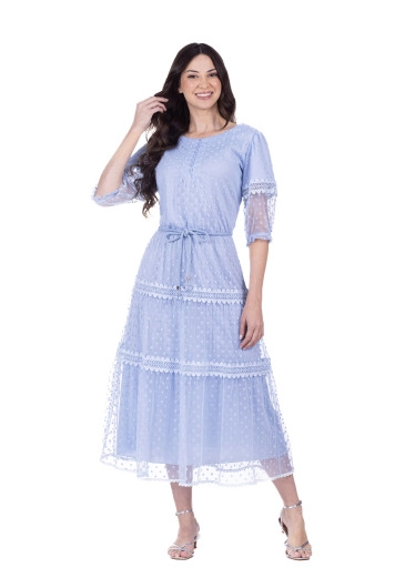 Vestido Ana Luiza Em Tule Azul Hapuk  Primavera/Verão 2026