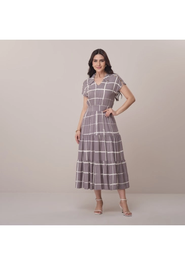 Vestido Thais Em Rayon Slub Cinza Tata Martello Primavera/Verão 2026