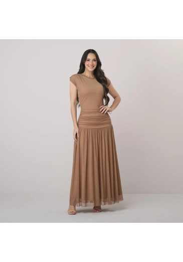 Vestido Aurora Em Tule Bege Tata Martello Outono/Inverno 2026