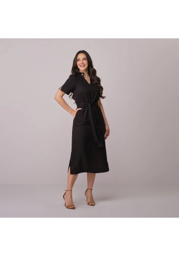 Vestido Aurora Em Flow Lolis Twill Preto Tata Martello Primavera/Verão 2026