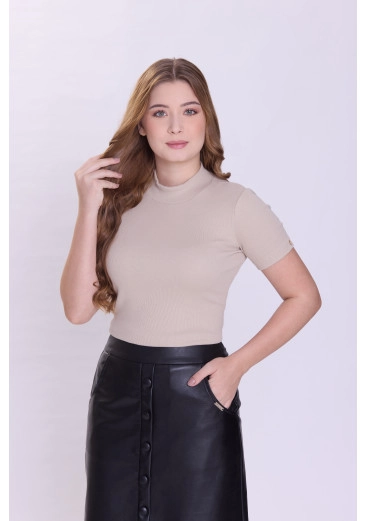 Blusa Lorena Em Malha Canelada Bege Hapuk Outono/Inverno 2026