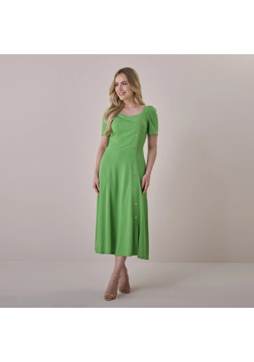 Vestido Maya Em Viscolinho Rayon Verde Tatá Martello  Primavera/Verão 2026