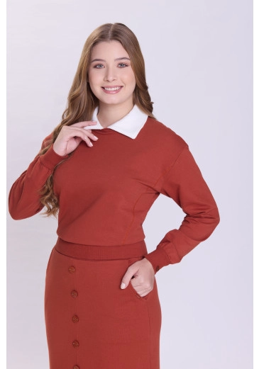 Blusa Jennifer Em Moletinho Terra Cota Hapuk Outono/Inverno 2026
