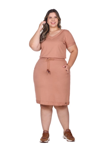 Vestido Jessie Em Moletom Creponado Marrom Claro Hapuk Outono/Inverno 2025
