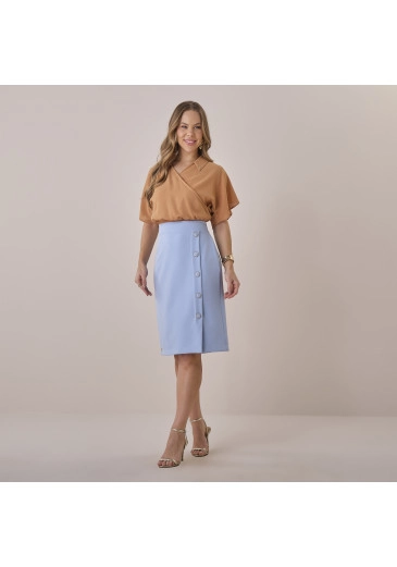 Saia Eliza Em Alfaiataria Lanvin Azul Tata Martello Primavera/Verão 2026