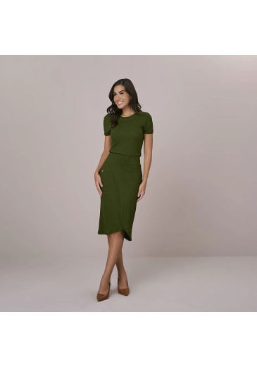 Vestido Joyce Em Malha Volare Verde Tatá Martello Outono/Inverno 2025