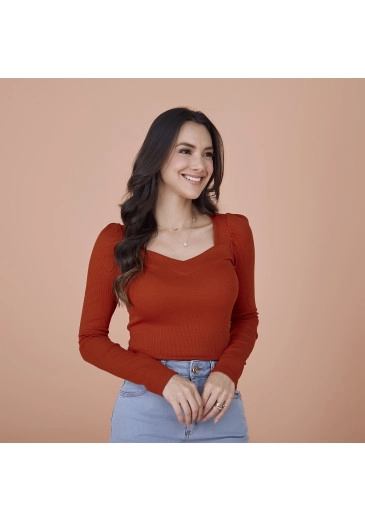 Blusa Mila Em Malha Acacia Telha Tata Martello Outono/Inverno 2024