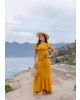 Vestido Longo com Faixa Mostarda Joyaly