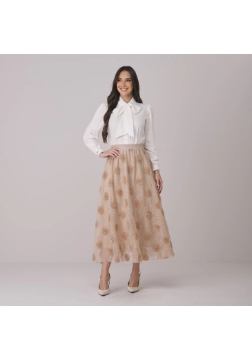 Saia Morgana Em Renda Com Flor Bege Tata Martello Outono/Inverno 2026