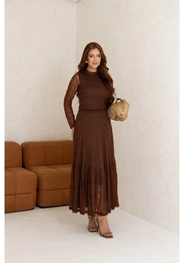 Conjunto Amanda Em Tule Marrom Jany Pin Outono/Inverno 2026