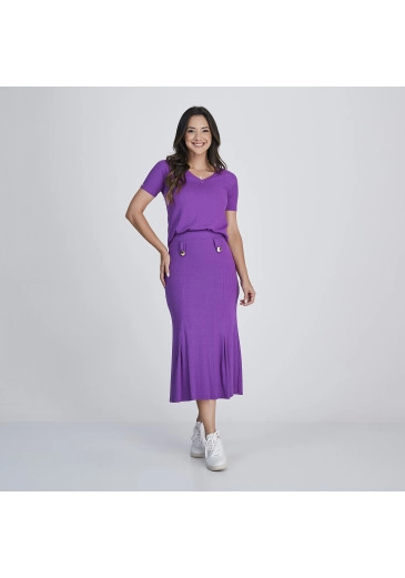 Conjunto Cleia Canelado Canelado Roxo Tata Martello Alto Verão 2024
