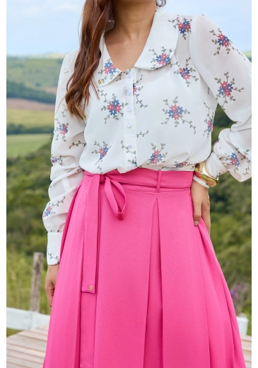 Camisa Mileide Em Chiffon Toque De Seda Branco Jany Pim Outono/Inverno 2026