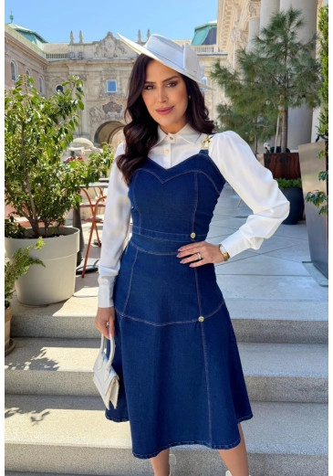 Conjunto  Ariane Em Jeans Azul Escuro Maria Amore Outono/Inverno 2026
