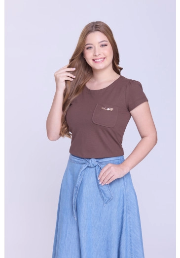 Blusa Daiane Em Malha Piquet Marrom Hapuk Outono/Inverno 2026