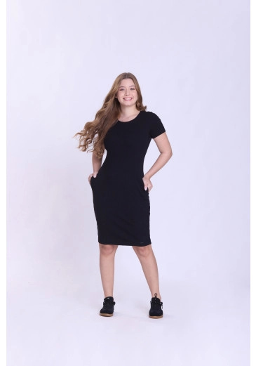 Vestido Celina Em Malha Canelada Preto Hapuk  Outono/Inverno 2026