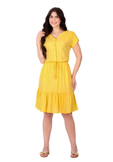 Vestido Danielly Em Tecido Plano De Viscose Amarelo Hapuk Primavera/Verão 2026
