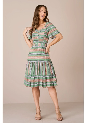 Vestido Noemi em Viscose Mia Verde Tatá Martello Alto Verão 2025 