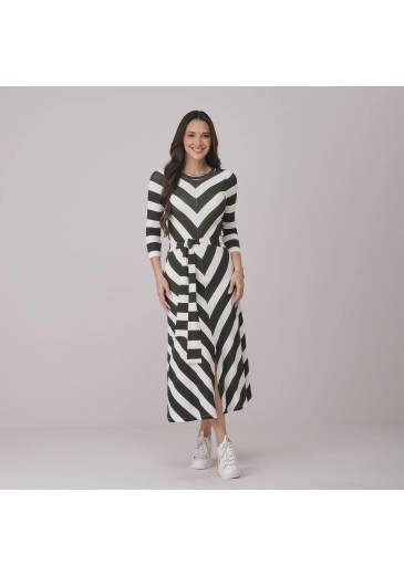 Vestido Micaela Em Malha Listrada Verde Tata Martello Outono/Inverno 2026