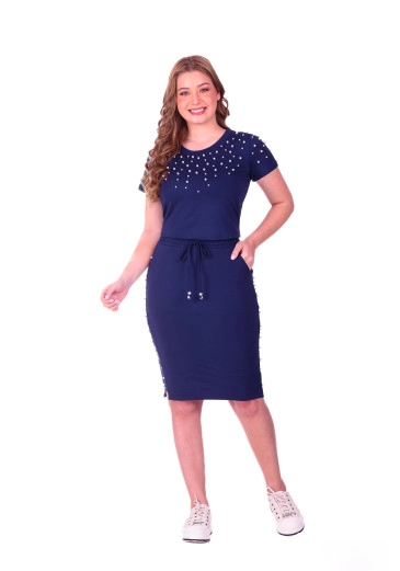 Conjunto Isabela Em Moletinho Azul Noite Hapuk Primavera/Verão 2027