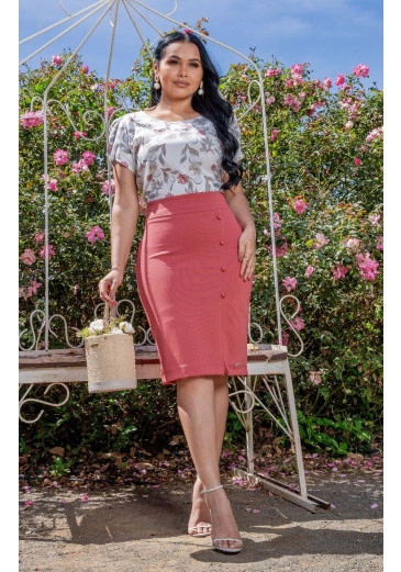 Saia Sueli Em Malha Montaria Rose Maria Amore Primavera/Verão 2026