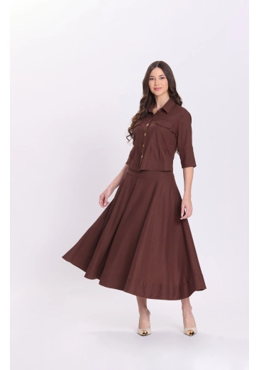 Conjunto Julia Em Tecido Plano De Viscose E Linho Marrom Hapuk Outono/Inverno 2026
