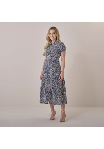 Vestido Clara Em Bella Bordado Cordonê Azul Marinho Tata Martello Primavera/verão 2026