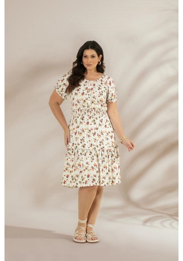 Vestido Plus Size Confeccionado Em Viscose Floral Hadaza Primavera/Verão 2024