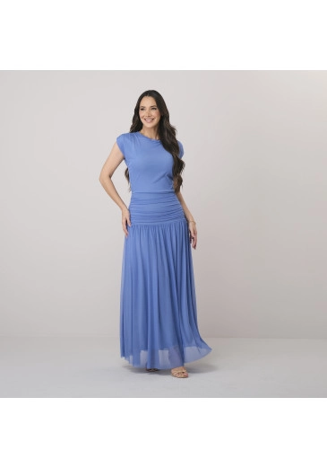 Vestido Aurora Em Tule Azul Tata Martello Outono/Inverno 2026