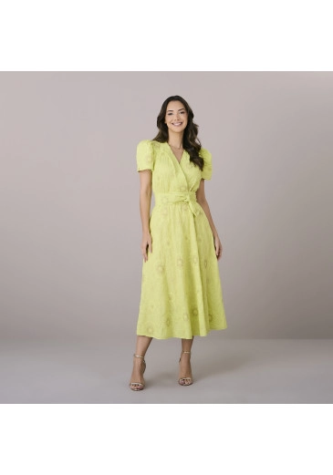 Vestido Edilene Com Bordado Em Lurex Verde Lima Tatá Martello Outono/Inverno 2025
