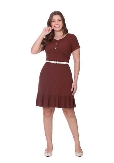 Vestido Selena Em Malha Marrom Hapuk Outono/Inverno 2025