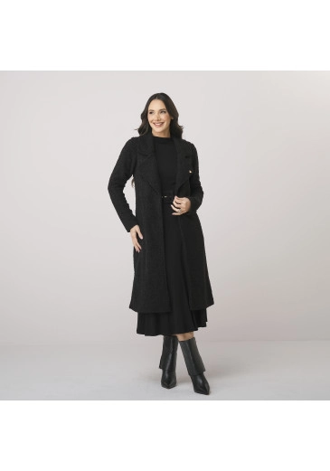 Casaco Isis Em Pelo Patagonia Forrado Preto Tata Martello Outono/Inverno 2026