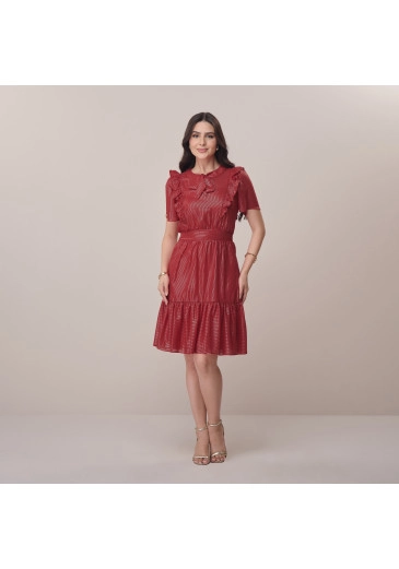 Vestido Alissa Em Crepe Com Brilho Vermelho Tata Martello Primavera/Verão 2026